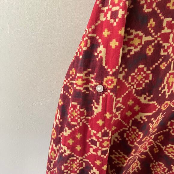 Lauren Ralph Lauren Popover Tunic Top Womens XL Red Southwest Bohemian Casual - Picture 6 of 11